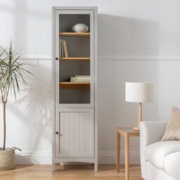 Habitat Bournemouth Single Door Bookcase Cabinet - Grey - thumbnail 1