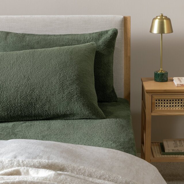 Argos Home Fleece Standard Pillowcase Pair - Green - image 1