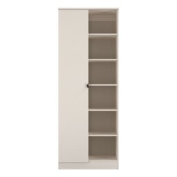 Livara Ready Assembled Canmore 1 Door Shelf Wardrobe - Beige - thumbnail 2