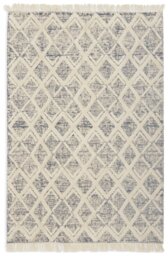 Habitat Printed Cream & Blue Cotton Flatweave Rug - 80x150cm - thumbnail 1
