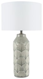 Pacific Bethan Ceramic Embossed Table Lamp - Grey & Ivory - thumbnail 2