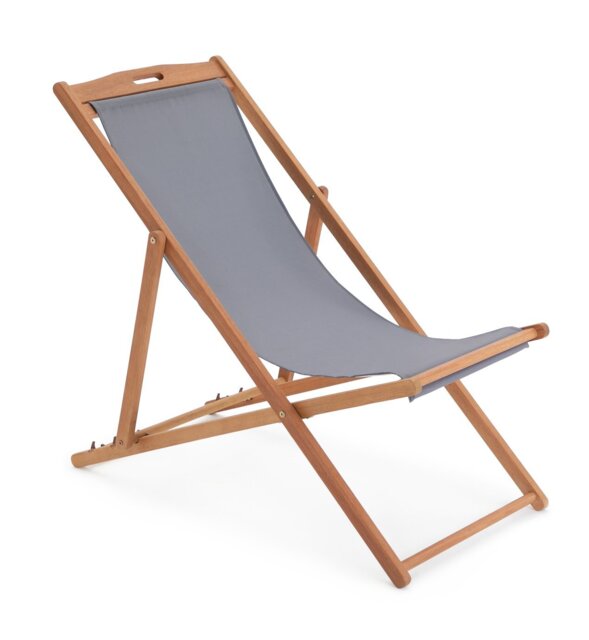 Habitat Folding Wooden Garden Deck Chair - Charcoal - image 1