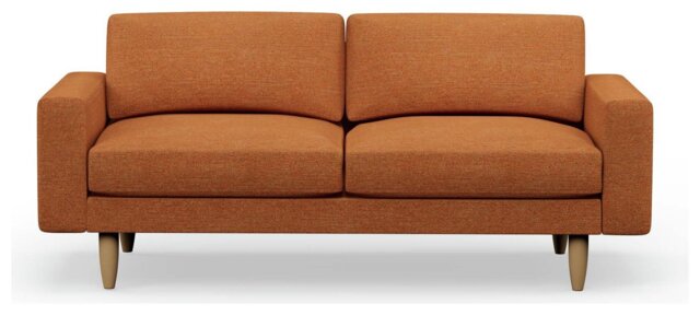 Hutch Fabric Block Arm 3 Seater Sofa - Rust - image 1