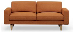 Hutch Fabric Block Arm 3 Seater Sofa - Rust - thumbnail 1