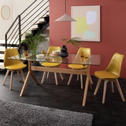 Habitat Zela Glass 6 Seater Dining Table - Natural - thumbnail 2