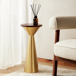 Habitat Lottie Round Side Table - Gold