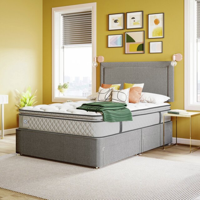 Sealy Pewter Double Divan Bed - Grey - image 1