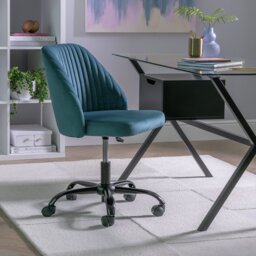 Habitat Nori Velvet Office Chair - Blue - thumbnail 2