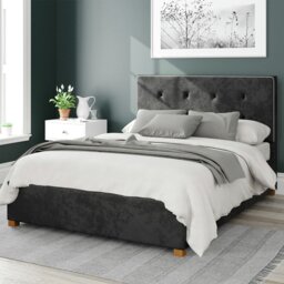 Aspire Presley Velvet Double Ottoman Bedframe - Black - thumbnail 1