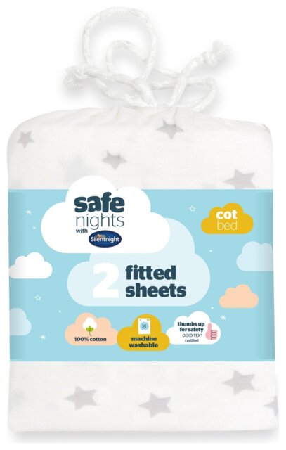 Silentnight Safe Nights Nursery Grey Fitted Sheets - Cot bed - image 1