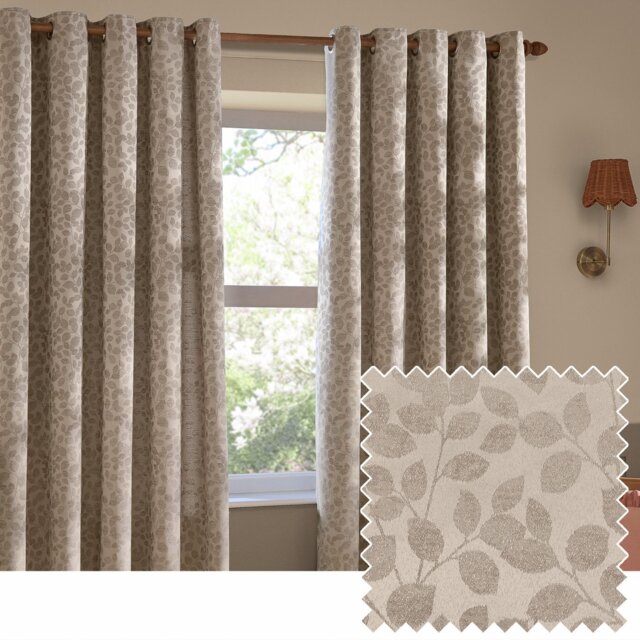 Wylder Grace Leaf Eyelet Curtains - Taupe - 229x183cm - image 1