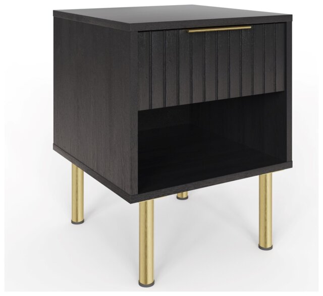 GFW Nervata 1 Drawer Side Table - Black - image 1