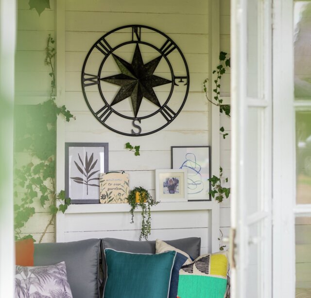 Habitat Compass Shaped Metal Garden Wall Art