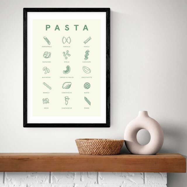 East End Prints Pasta Guide Black Frame Art Print - A2 - image 1