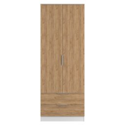 Livara Ready Assembled Orillia 2 Door Wardrobe - White & Oak - thumbnail 2