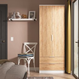 Livara Ready Assembled Orillia 2 Door Wardrobe - White & Oak - thumbnail 1