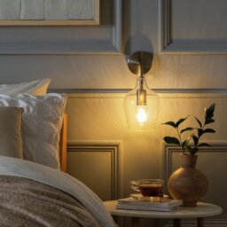 Argos Home Abas Chrome & Bubble Glass Wall Light - Satin Nickel - thumbnail 2
