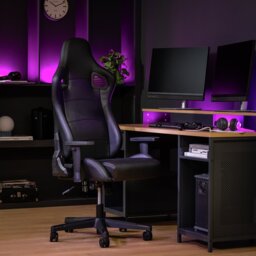 Argos Home Veda Faux Leather Office Gaming Chair - Black - thumbnail 2