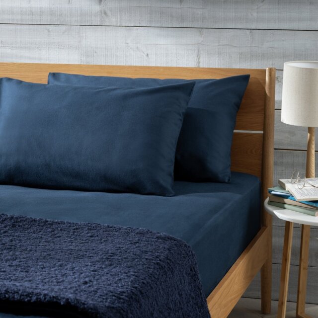 Habitat Soft and Cosy Brushed Cotton Pillowcase Pair - Navy - image 1