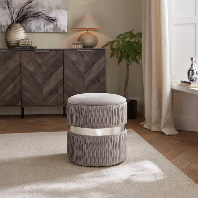 GFW Eden Velvet Storage Ottoman - Grey - image 1