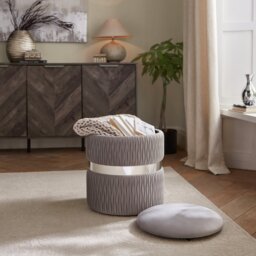 GFW Eden Velvet Storage Ottoman - Grey - thumbnail 2