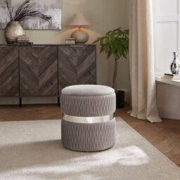 GFW Eden Velvet Storage Ottoman - Grey - thumbnail 1