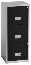Pierre Henry 3 Drawer Maxi Filing Cabinet - Silver & Black - thumbnail 1