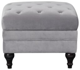 Habitat Chesterfield Velvet Storage Footstool - Light Grey - thumbnail 1