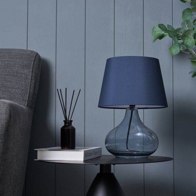 BHS Teardrop Glass Table Lamp - Blue - image 1