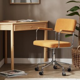 Habitat Ezra Fabric Office Chair - Mustard - thumbnail 2