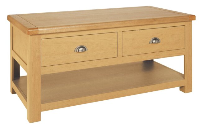 Argos Home Kent 2 Drawer Oak Coffee Table - Natural - image 1