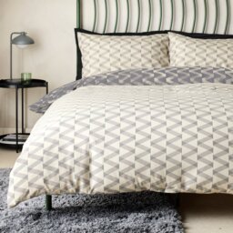 Argos Home Zig-Zag Print Cream & Grey Bedding Set- Superking