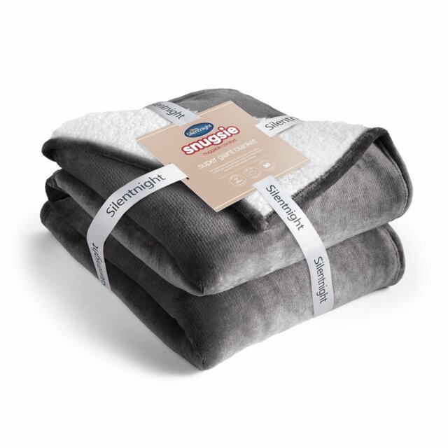Silentnight Snugsie Teddy Fleece Giant Blanket - Charcoal - image 1