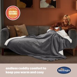 Silentnight Snugsie Teddy Fleece Giant Blanket - Charcoal - thumbnail 2