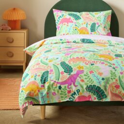 Argos Home Dino Floral Green Kids Bedding Set - Toddler