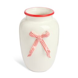 Argos Home Ceramic White & Red Bow Vase - 15cm - thumbnail 2