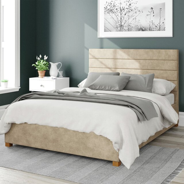 Aspire Kelly Linen Superking Ottoman Bedframe - Beige - image 1