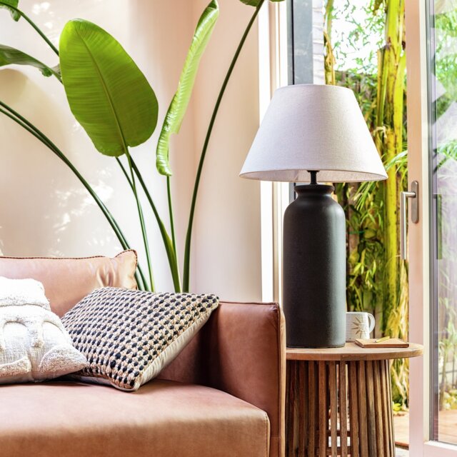 Habitat Hashi 70cm Ceramic Table Lamp - Black & Beige - image 1