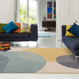 Asiatic Muse Retro Blue Cut Pile Rug - 120x170cm
