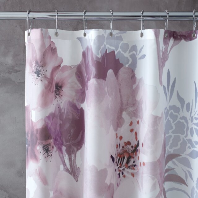 Catherine Lansfield Dramatic Floral Shower Curtain - Pink - image 1