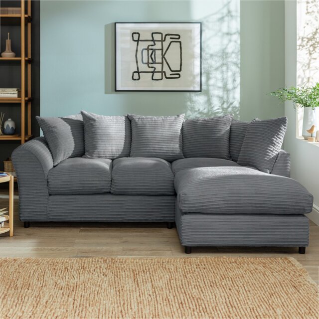 Argos Home Harry Small Right Hand Cord Corner Sofa-Charcoal - image 1