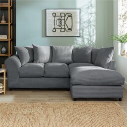 Argos Home Harry Small Right Hand Cord Corner Sofa-Charcoal - thumbnail 1