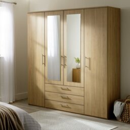 Argos Home Brisbane 4 Door 3 Drawer Wardrobe - Oak - thumbnail 1