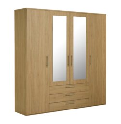 Argos Home Brisbane 4 Door 3 Drawer Wardrobe - Oak - thumbnail 2