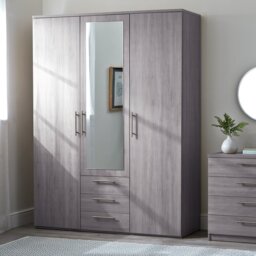 Argos Home Brisbane 3 Door 3 Drawer Wardrobe - GreyOak - thumbnail 1