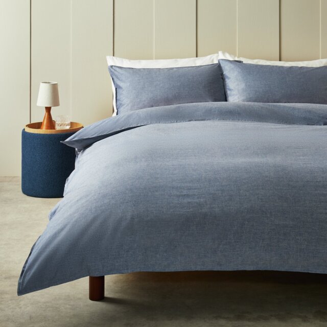 Habitat Cotton Denim Edged Blue Bedding Set - Single - image 1