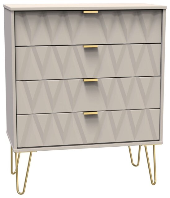 Livara Ready Assembled Shimmer 4 Drawer Chest - Beige - image 1