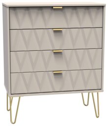 Livara Ready Assembled Shimmer 4 Drawer Chest - Beige - thumbnail 1