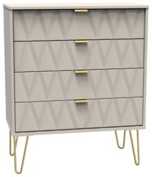 Livara Ready Assembled Shimmer 4 Drawer Chest - Beige - thumbnail 2