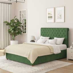 Aspire Taylor Superking Velvet End Lift Ottoman Bed - Green